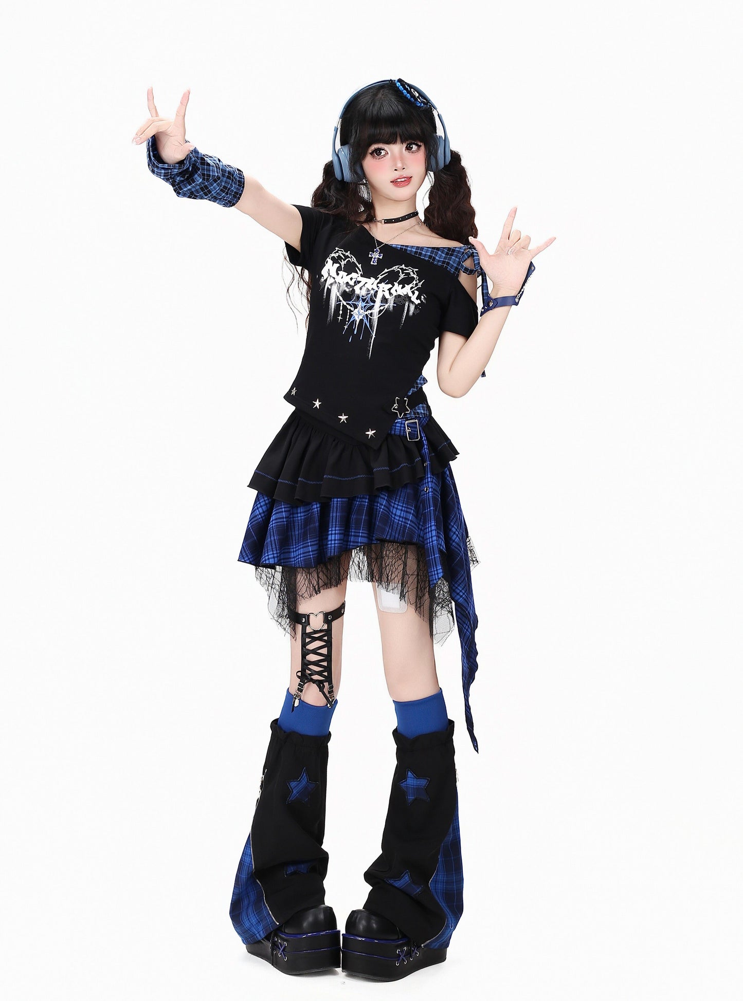 アシメチェックミニスカート