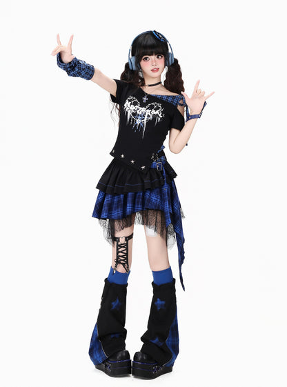 アシメチェックミニスカート