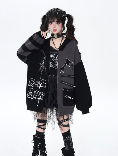 ゴス×ゆる地雷切替ニットカーデ