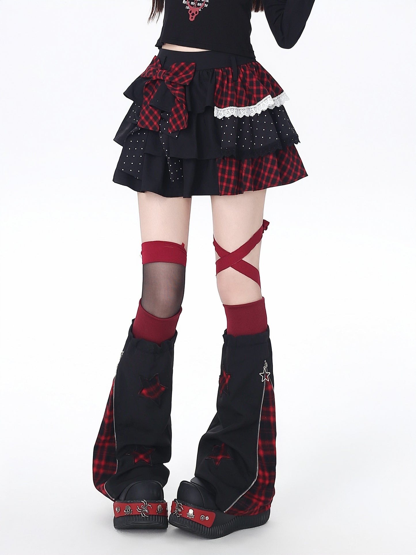 ドットチェックティアードスカート