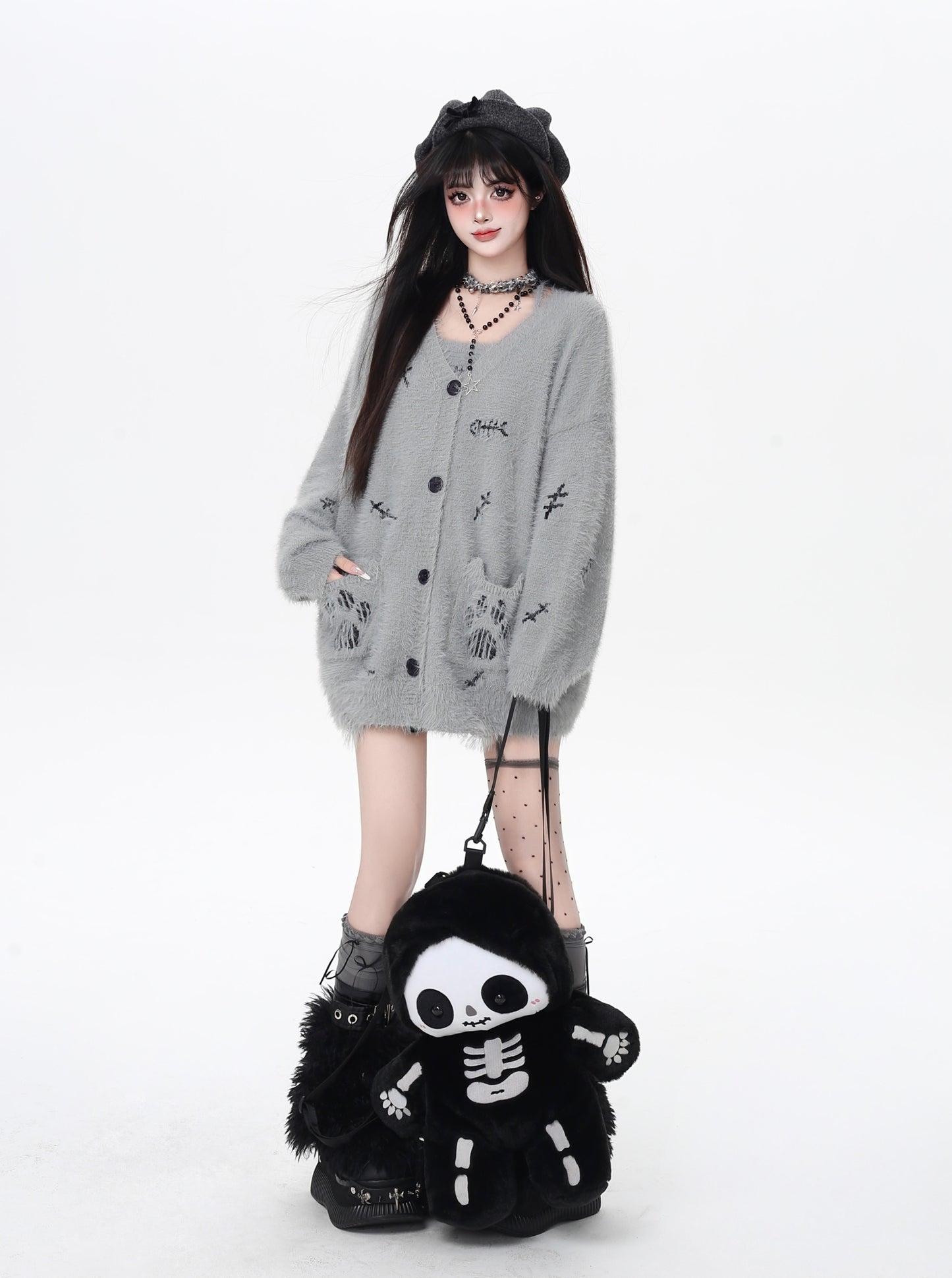 猫の手モチーフ♡ゆる甘ニットカーディガンセット