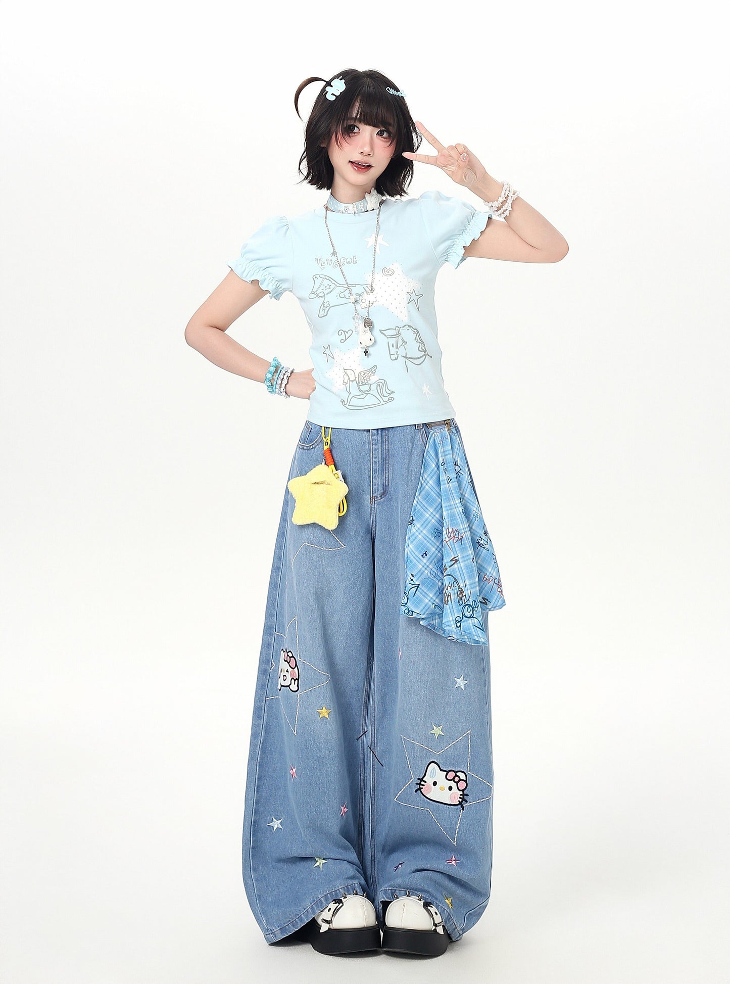 星×木馬パフスリーブトップス