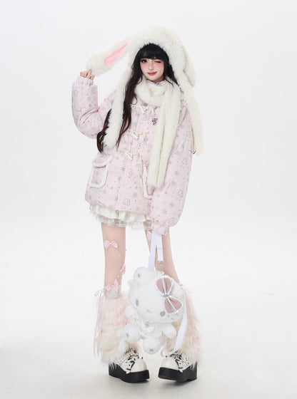 マカロンカラー フード付きルーズ中綿ジャケット｜冬の甘めサブカル