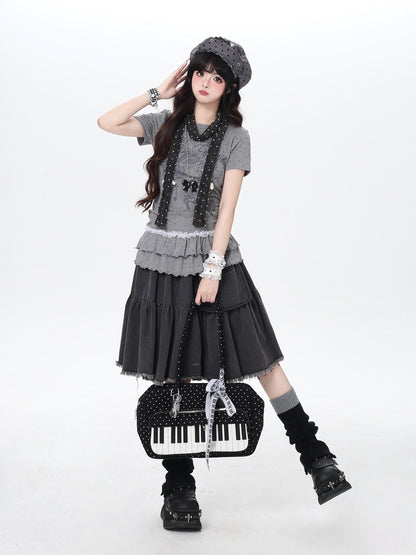 ドットフリルトップス｜韓国ガーリー・細見え