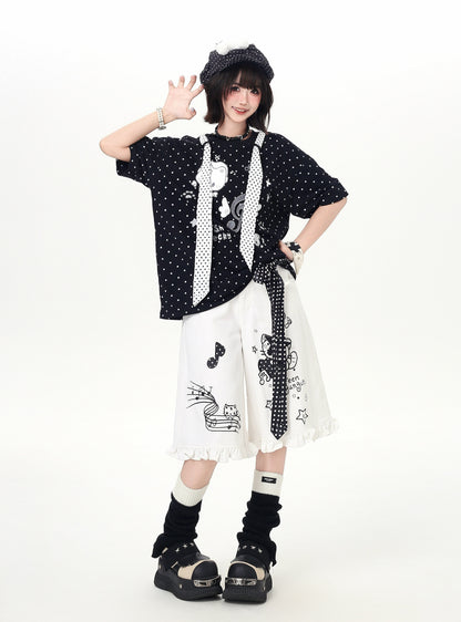 ネコドットタイ付きTシャツ