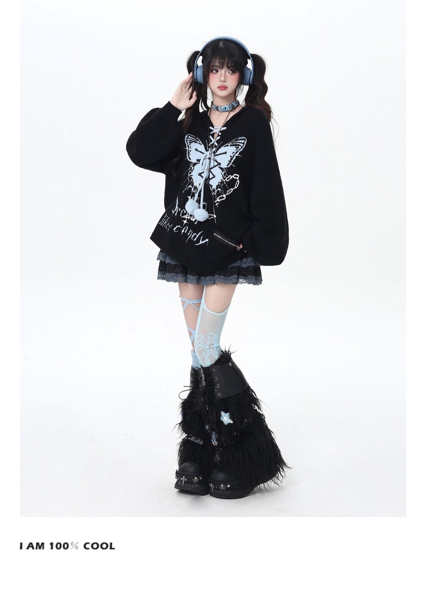 🦋Vネックリボンフーディゆる甘ニットカーデ