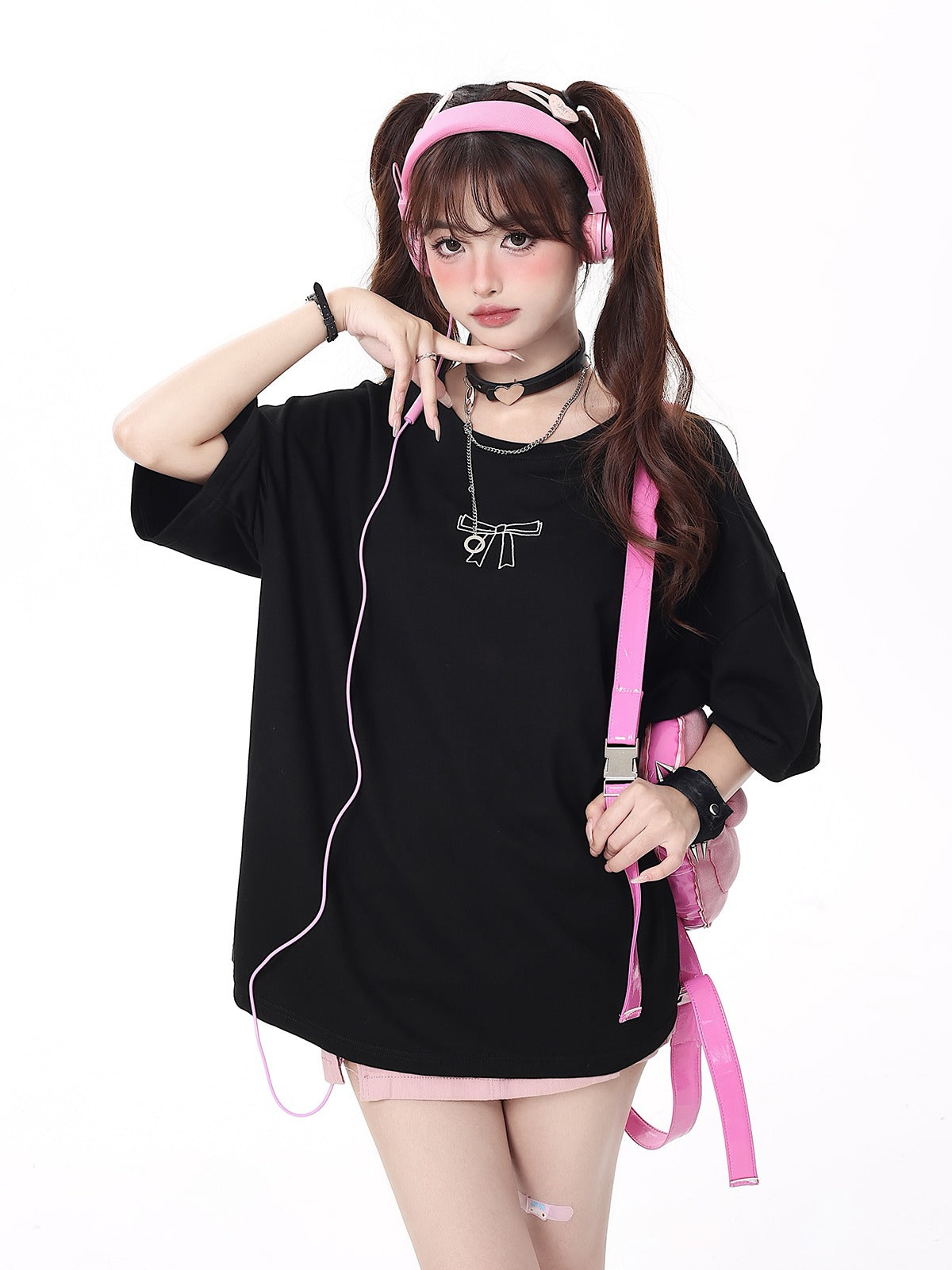 リボン付きゆったりTシャツ