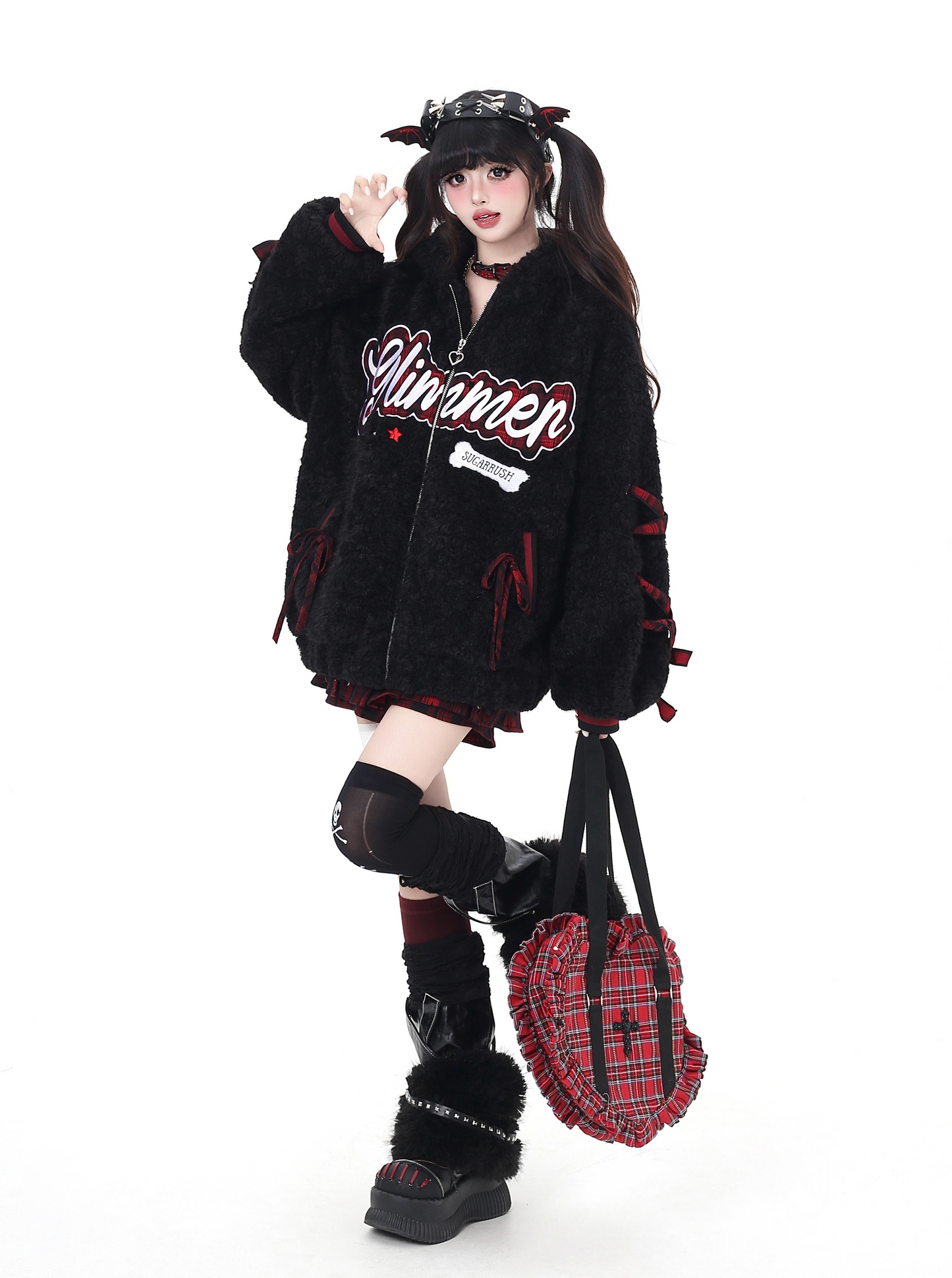 アルファベットリボン♡厚手ボアジャケット