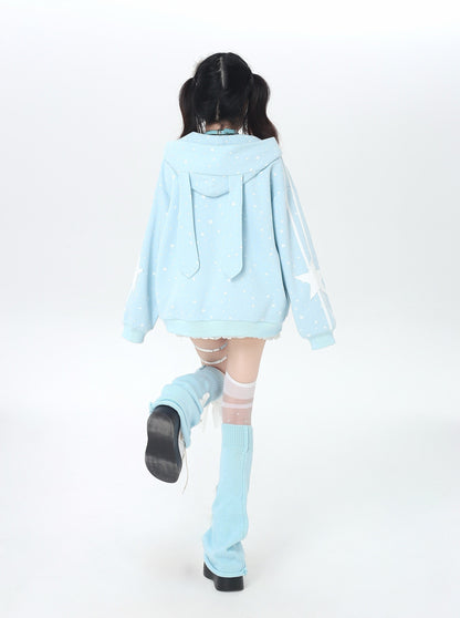 うさぎ刺繍フードゆるパーカー