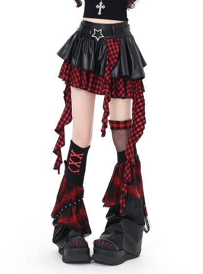 闇フリンジレザー　アシメスカート
