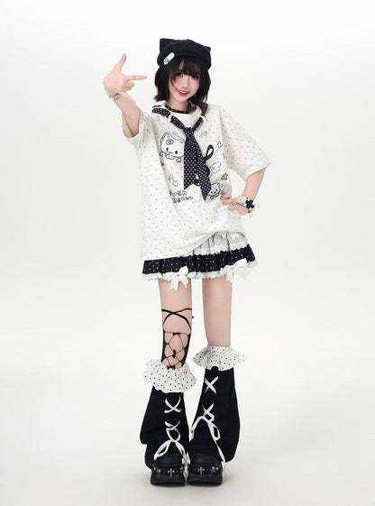 ネコドットタイ付きTシャツ