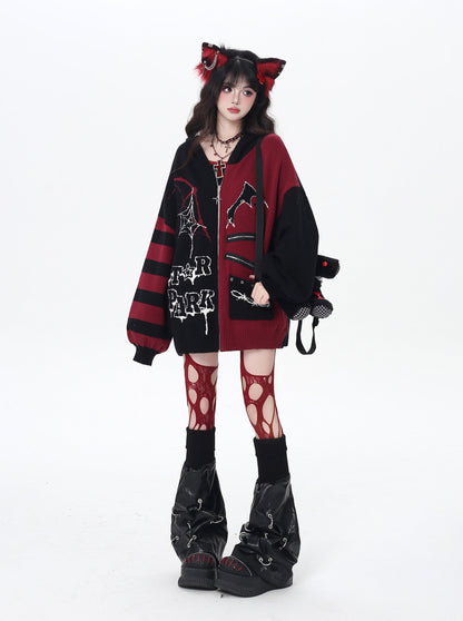 ゴス×ゆる地雷切替ニットカーデ