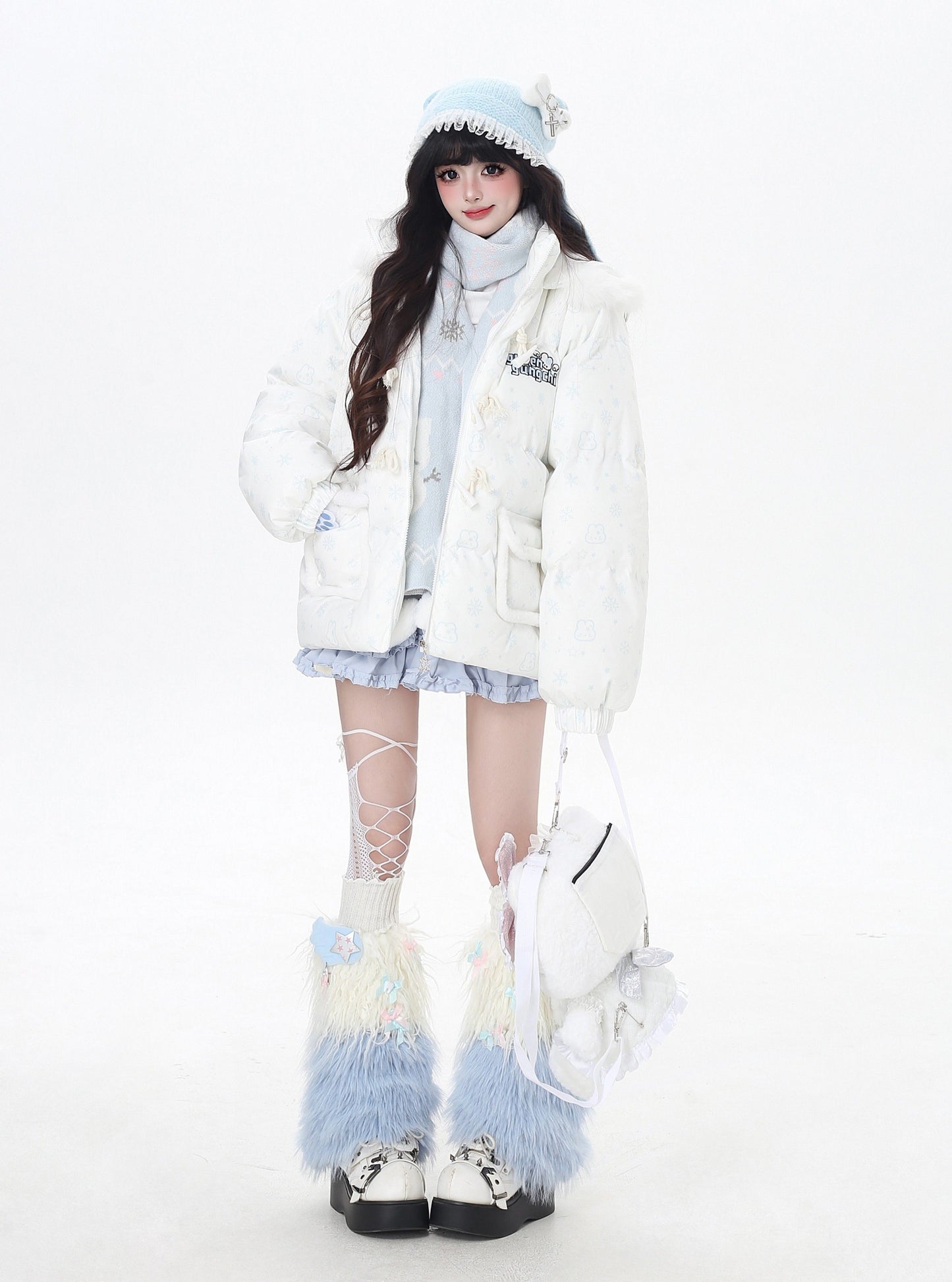 マカロンカラー フード付きルーズ中綿ジャケット｜冬の甘めサブカル