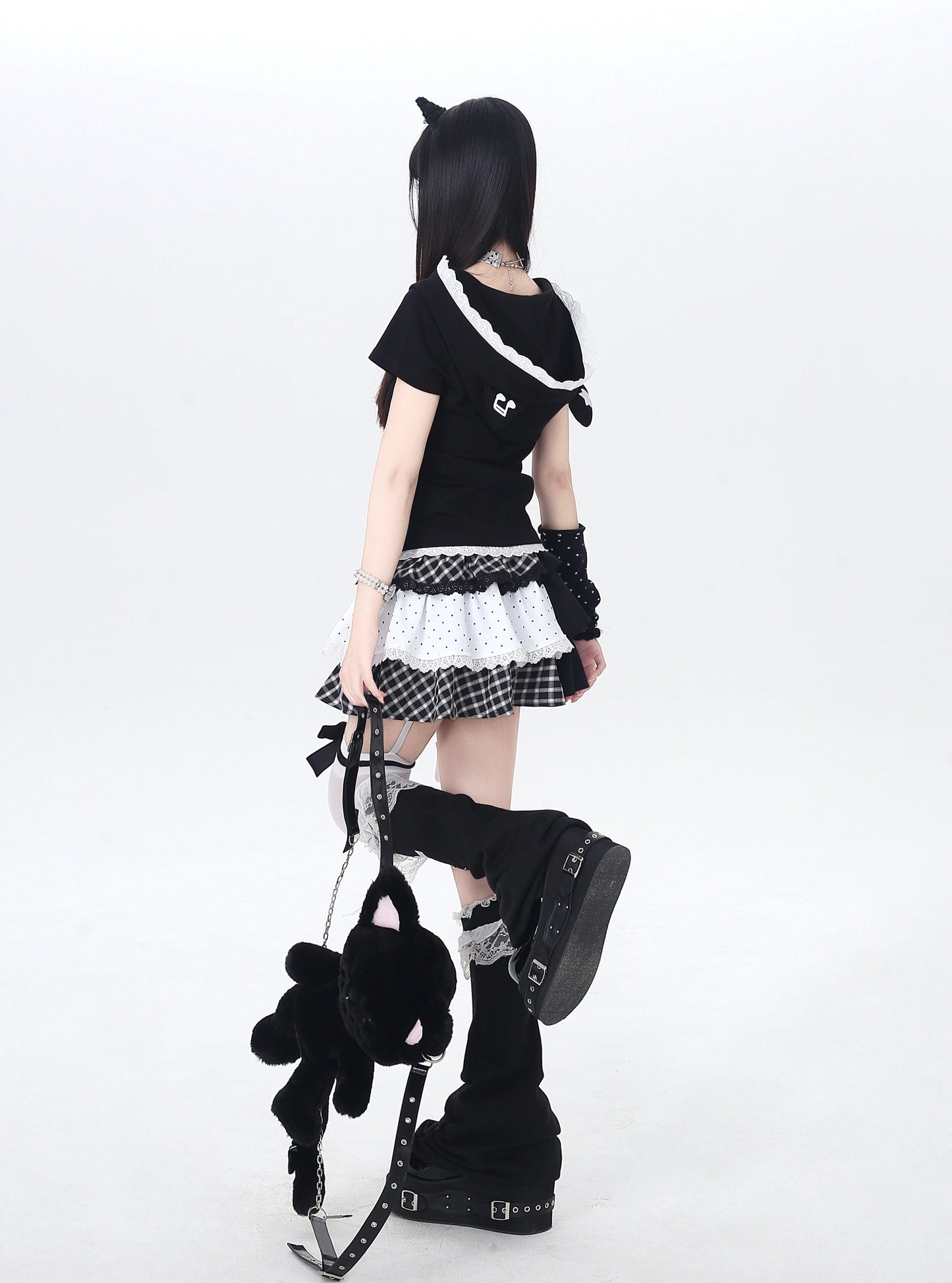 ドットチェックティアードスカート