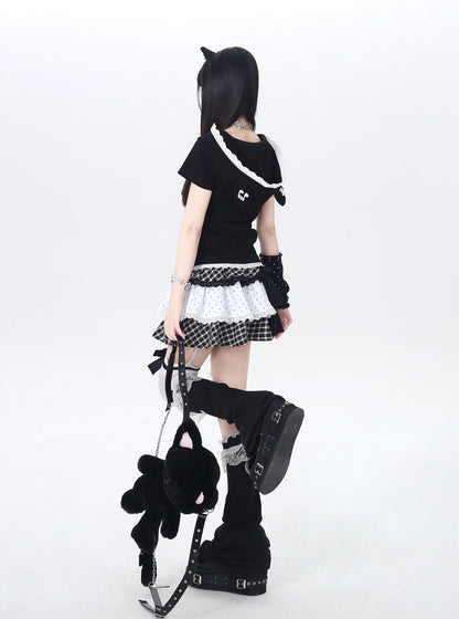 ドットチェックティアードスカート