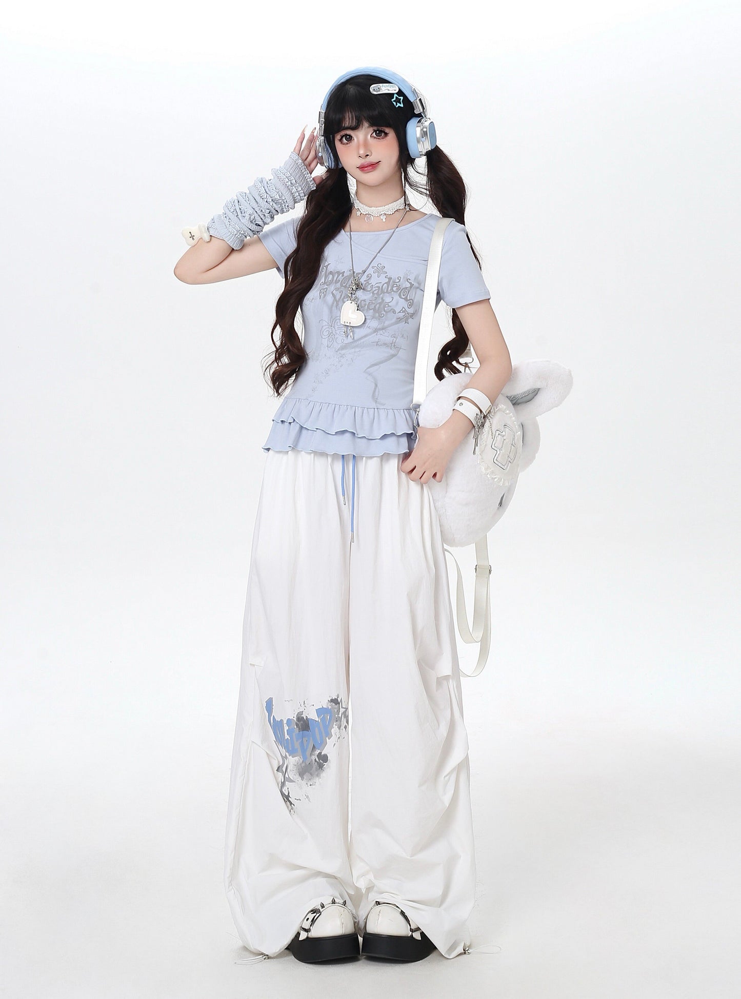 オフショルTシャツ｜アシメ・フリル・細見え