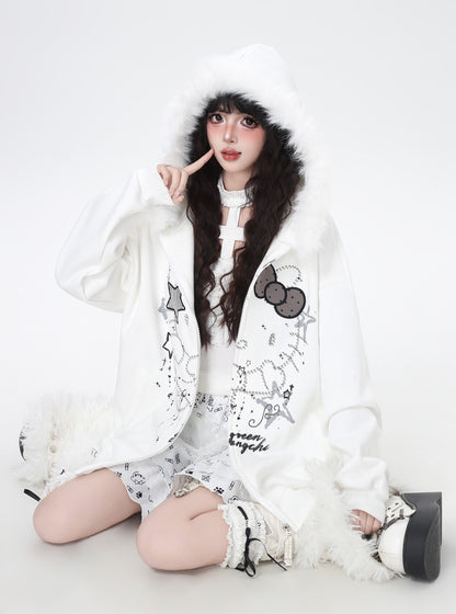 猫モチーフ×甘辛フードコート♡秋冬カジュアル