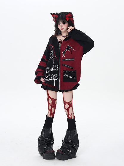 ゴス×ゆる地雷切替ニットカーデ