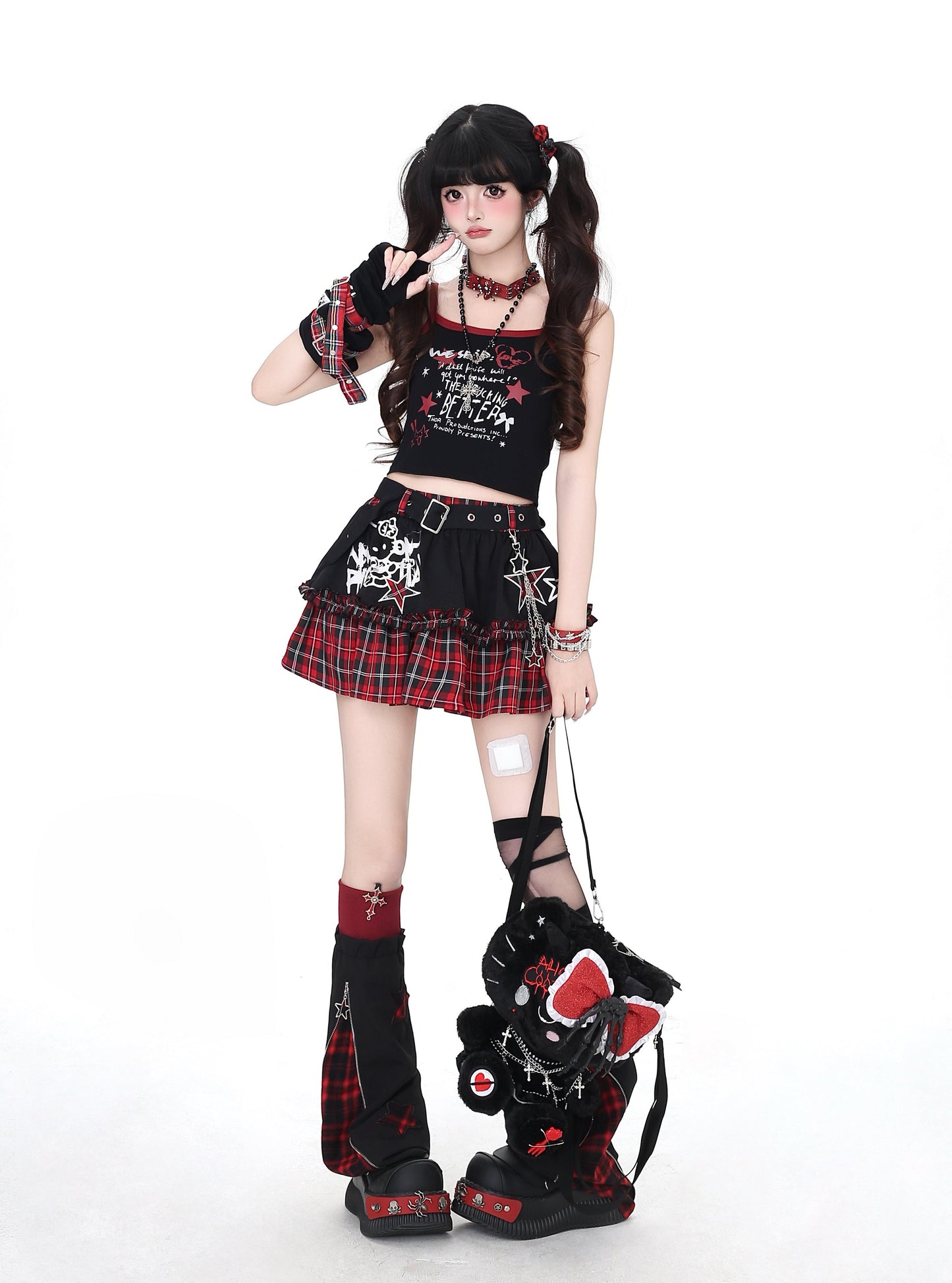 パッチワーク風 ボリュームケーキスカート