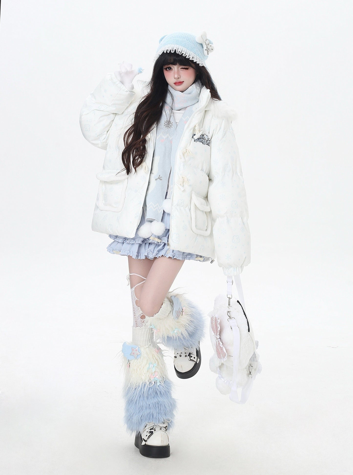 マカロンカラー フード付きルーズ中綿ジャケット｜冬の甘めサブカル