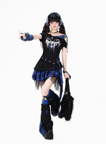 アシメチェックミニスカート