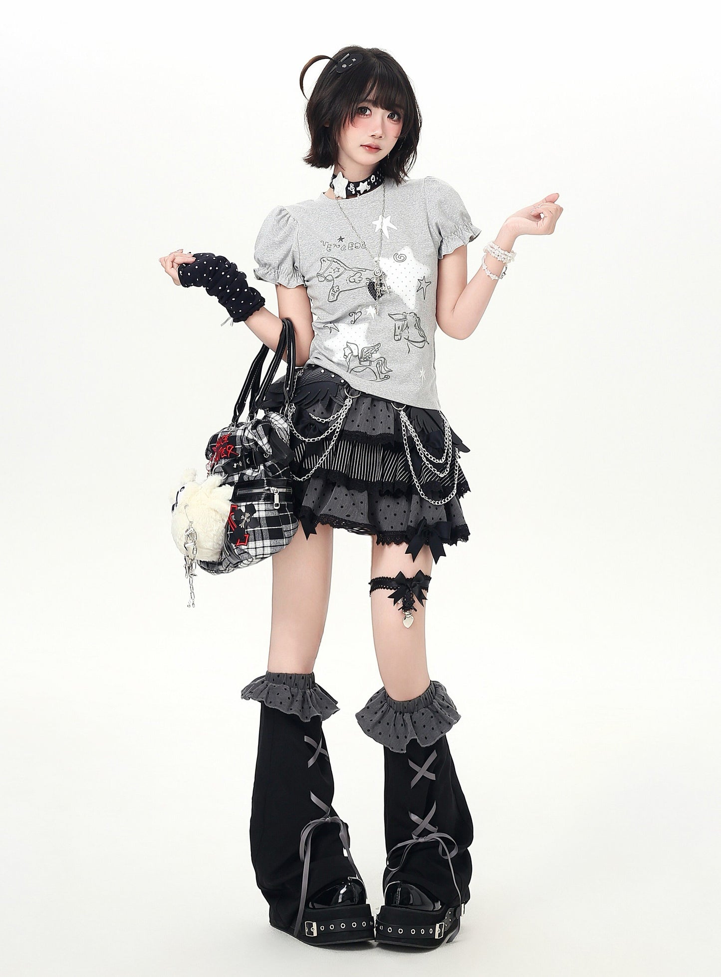 星×木馬パフスリーブトップス