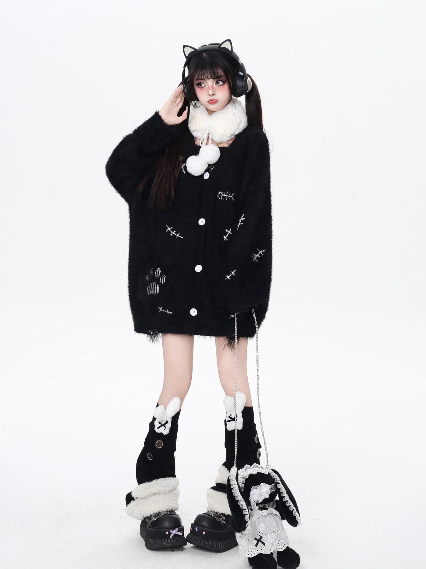 猫の手モチーフ♡ゆる甘ニットカーディガンセット