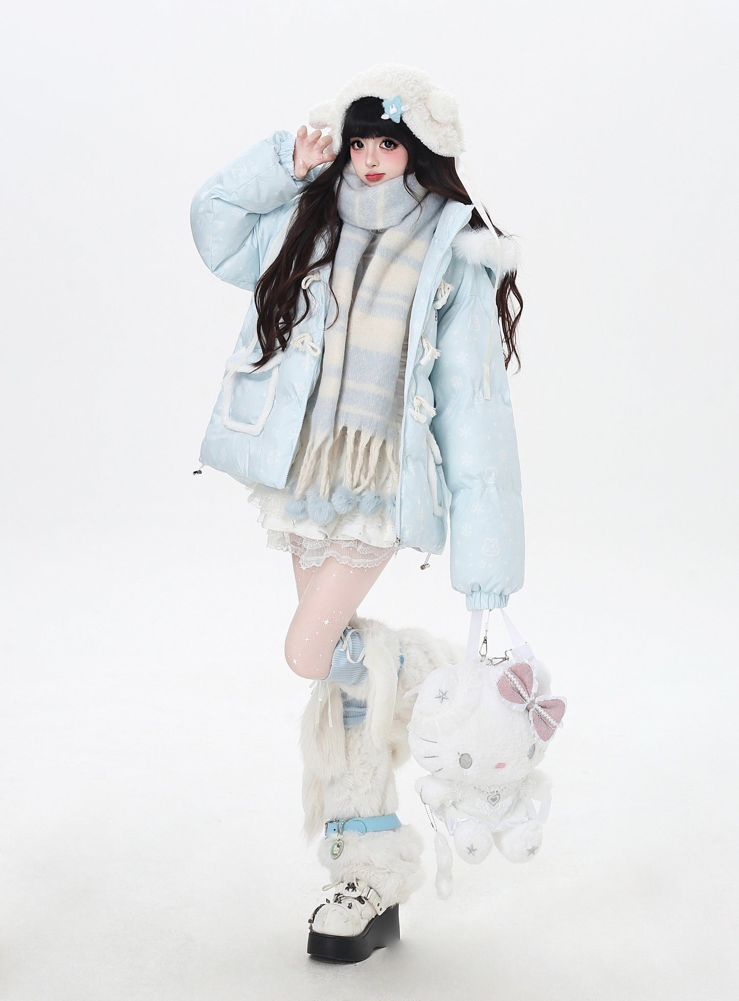 マカロンカラー フード付きルーズ中綿ジャケット｜冬の甘めサブカル