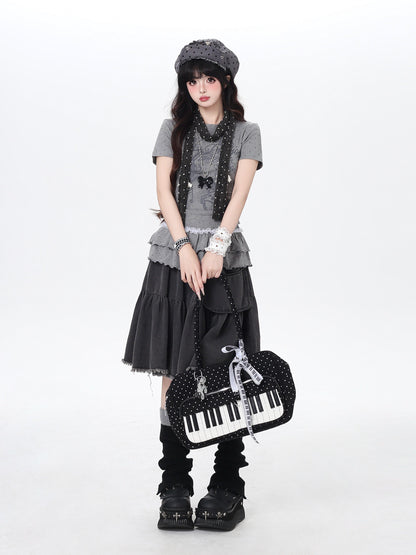 ドットフリルトップス｜韓国ガーリー・細見え