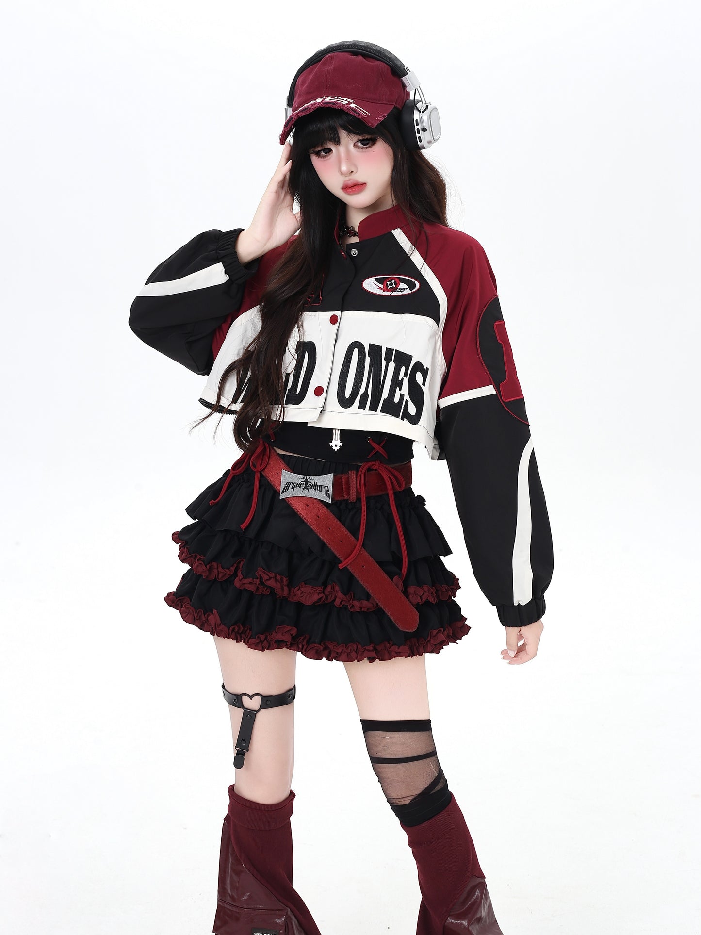 ストリート復古パッチワーク×ライダーズスタジャン（取り外し可能）