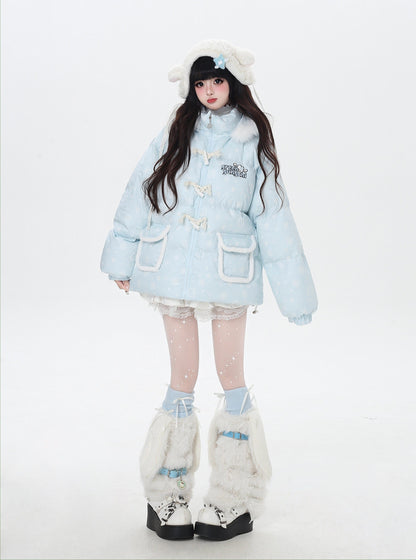 マカロンカラー フード付きルーズ中綿ジャケット｜冬の甘めサブカル