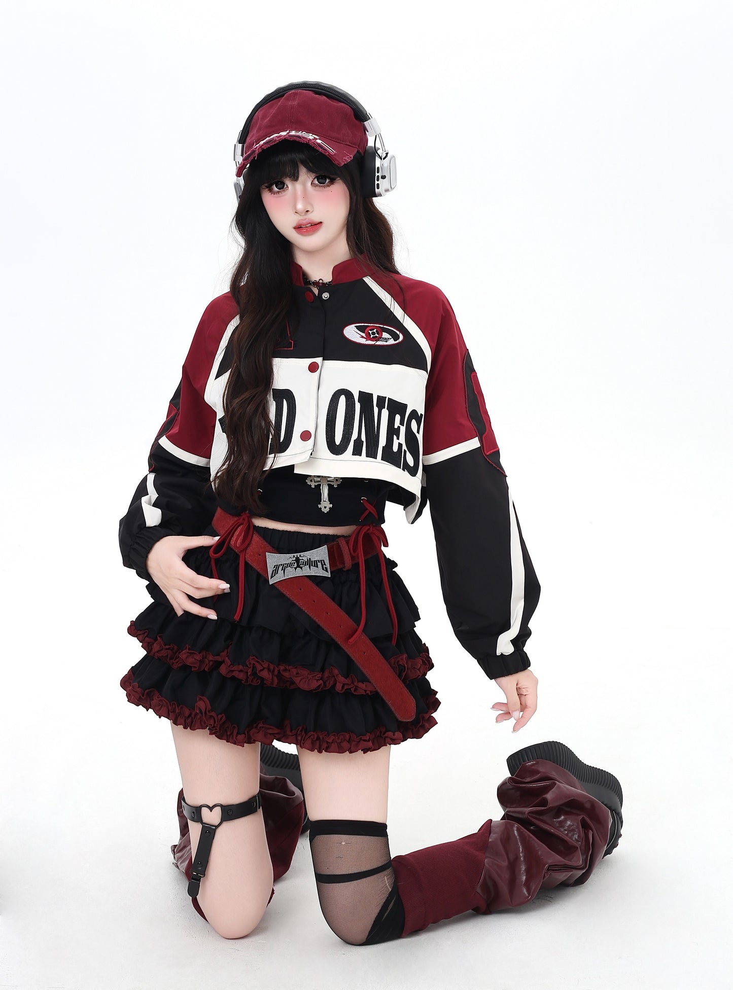 ストリート復古パッチワーク×ライダーズスタジャン（取り外し可能）