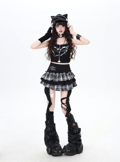 パッチワーク×アシメ裾☆デザイン性抜群ケーキスカート