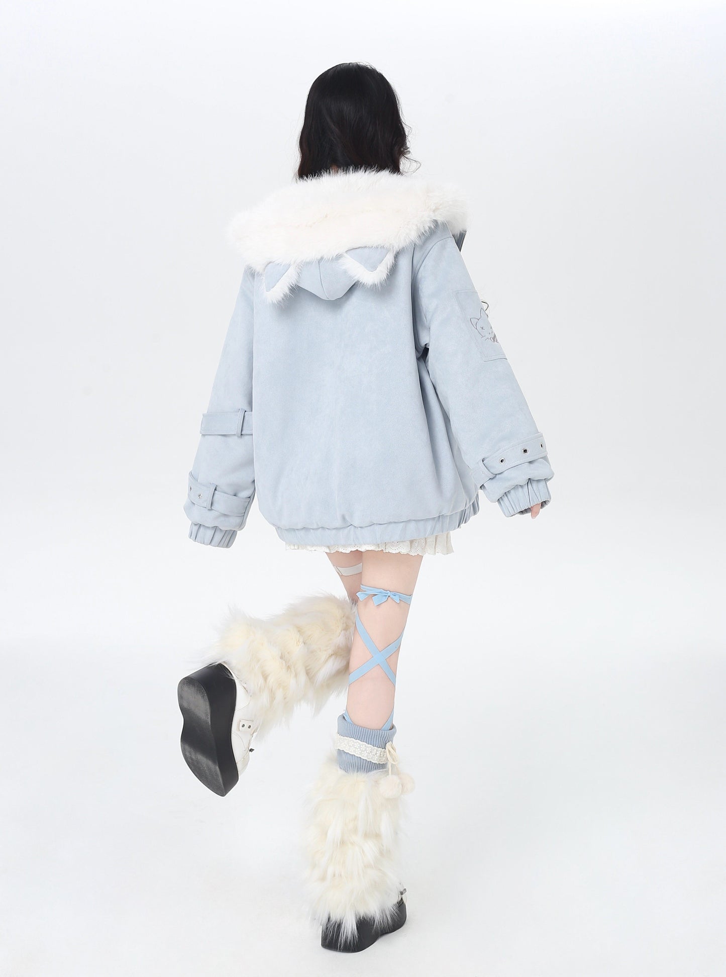 天使風 猫耳フード ファー中綿ブルゾン