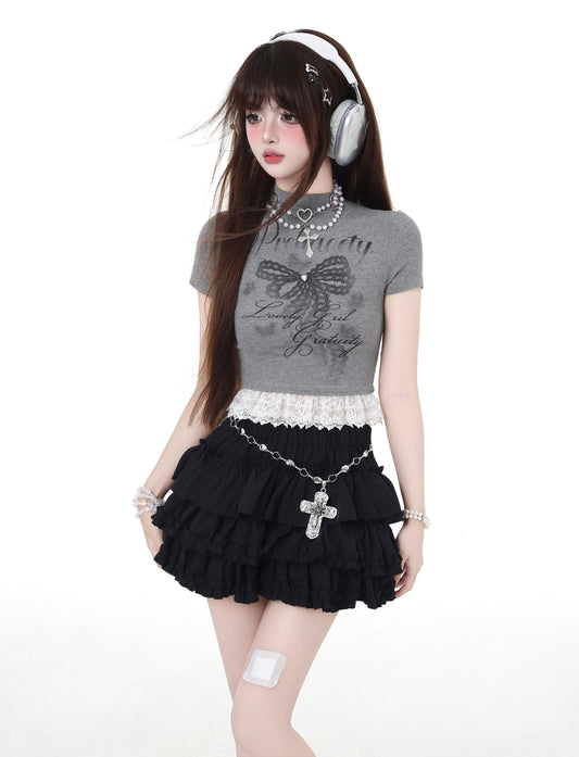 セクシーなレースで魅せる♡ フィット感抜群ショートTシャツ