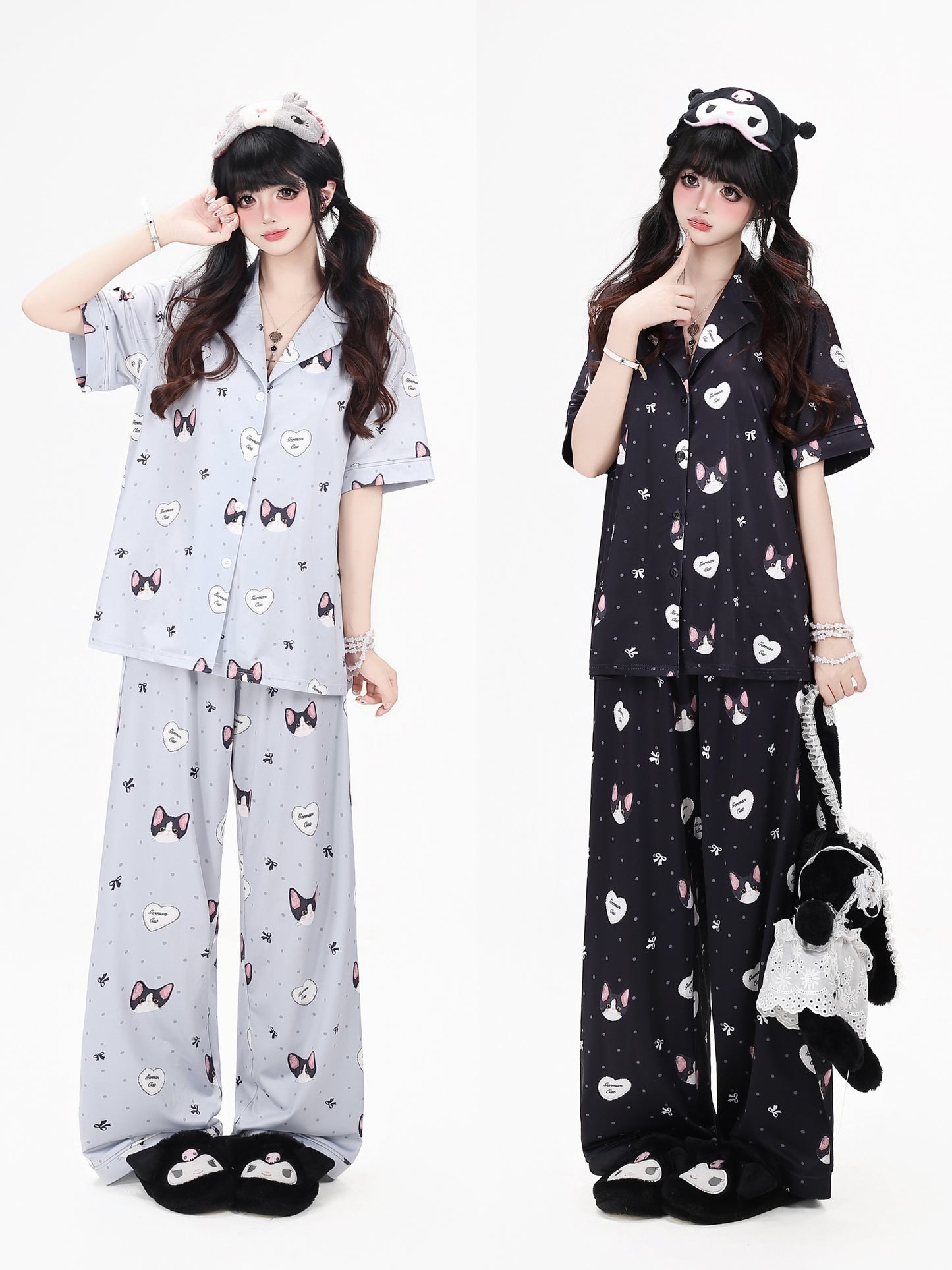 猫プリントガーリールームウェアセット