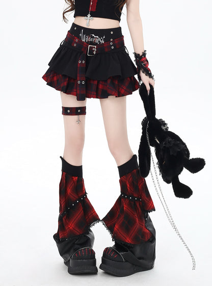 ゴシックアイドル風チェックティアードスカート