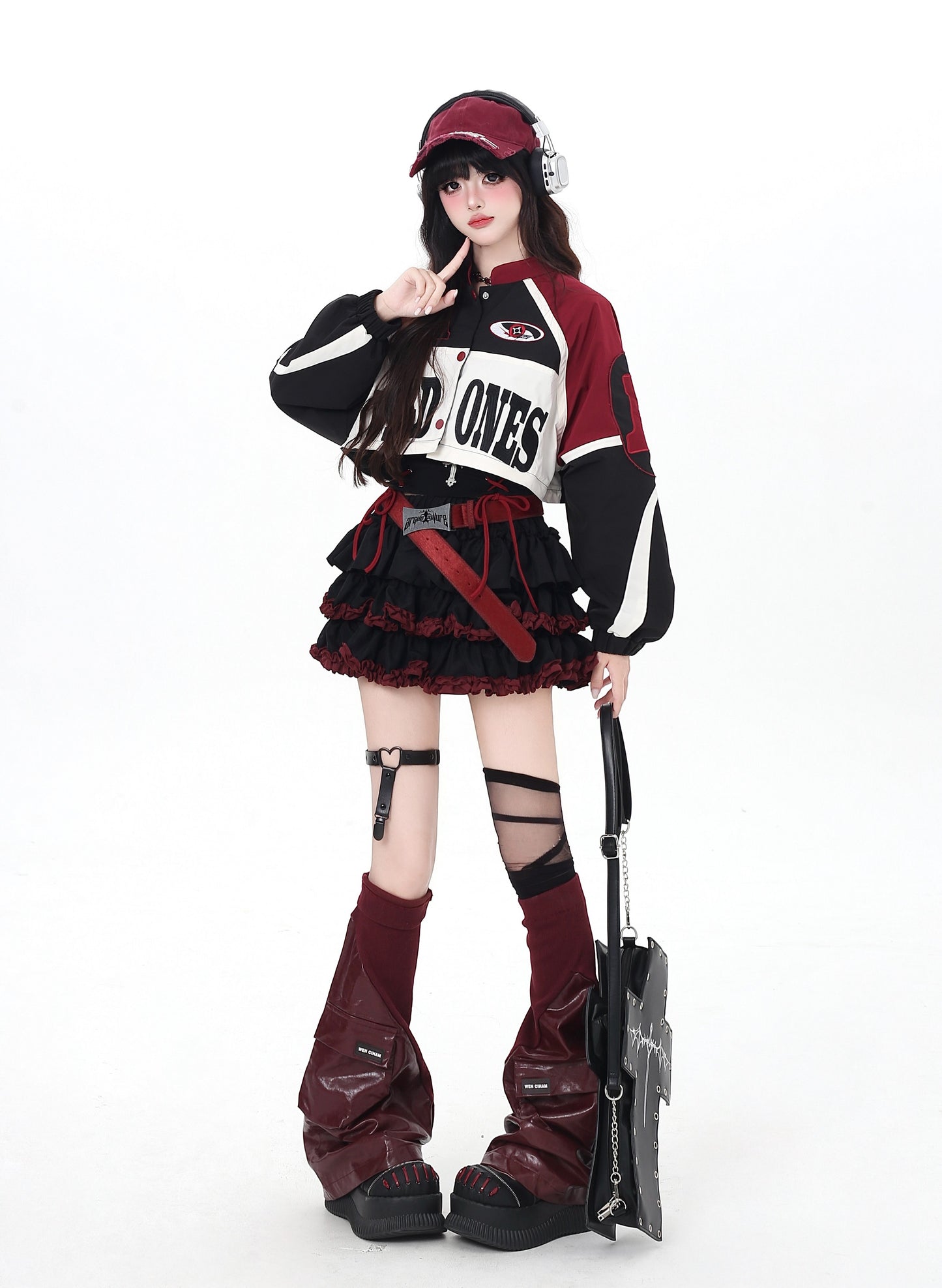 ストリート復古パッチワーク×ライダーズスタジャン（取り外し可能）