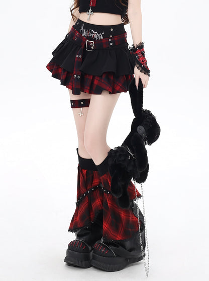 ゴシックアイドル風チェックティアードスカート