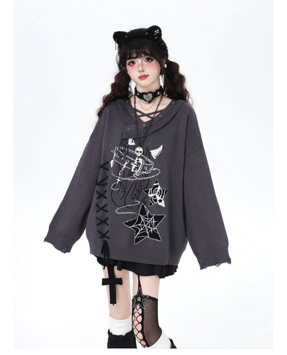 ゴシック×クロスデザイン♪ゆるめニット秋冬