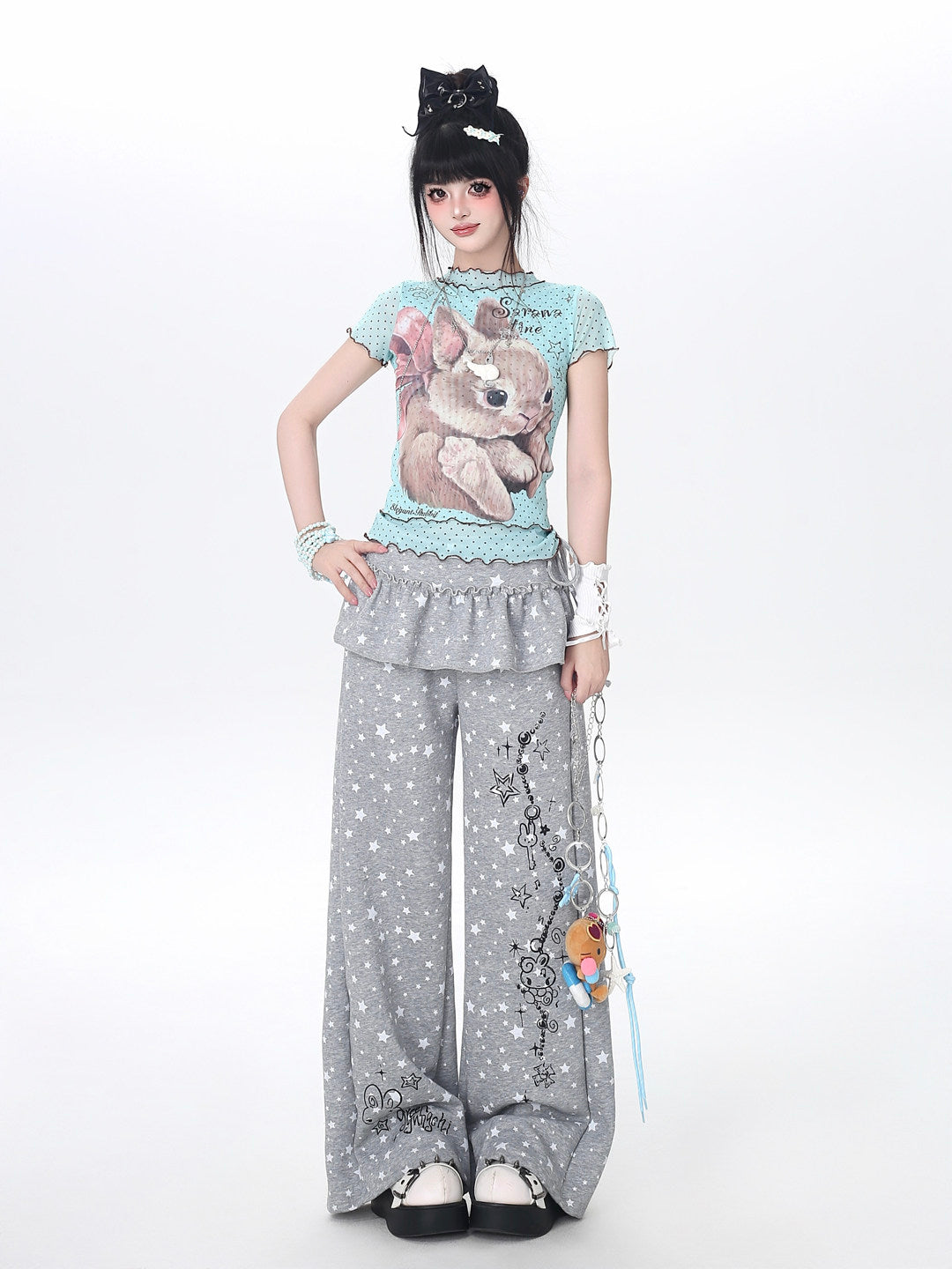 ドットレースうさぎTシャツ