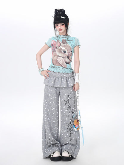 ドットレースうさぎTシャツ