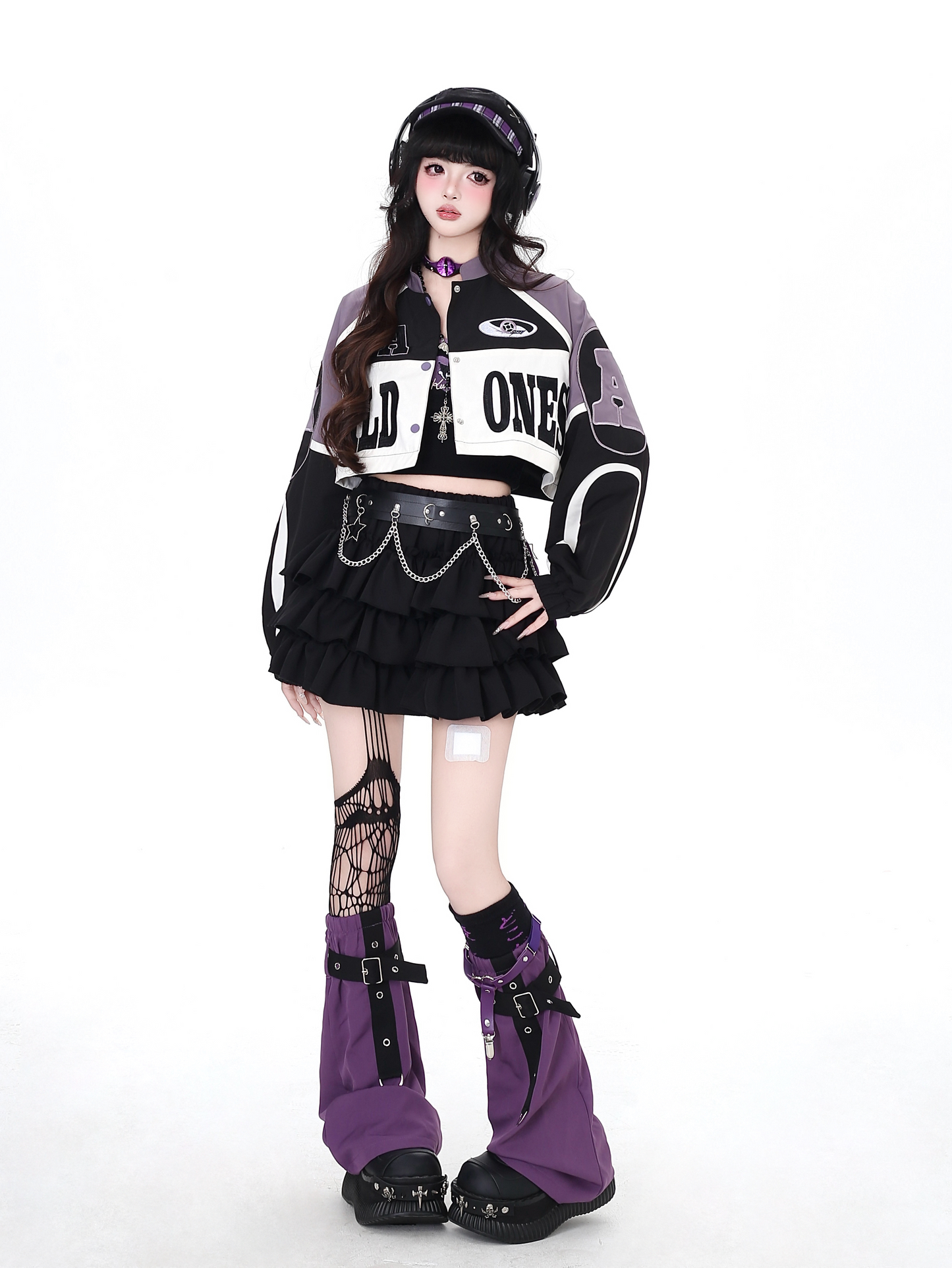 ストリート復古パッチワーク×ライダーズスタジャン（取り外し可能）