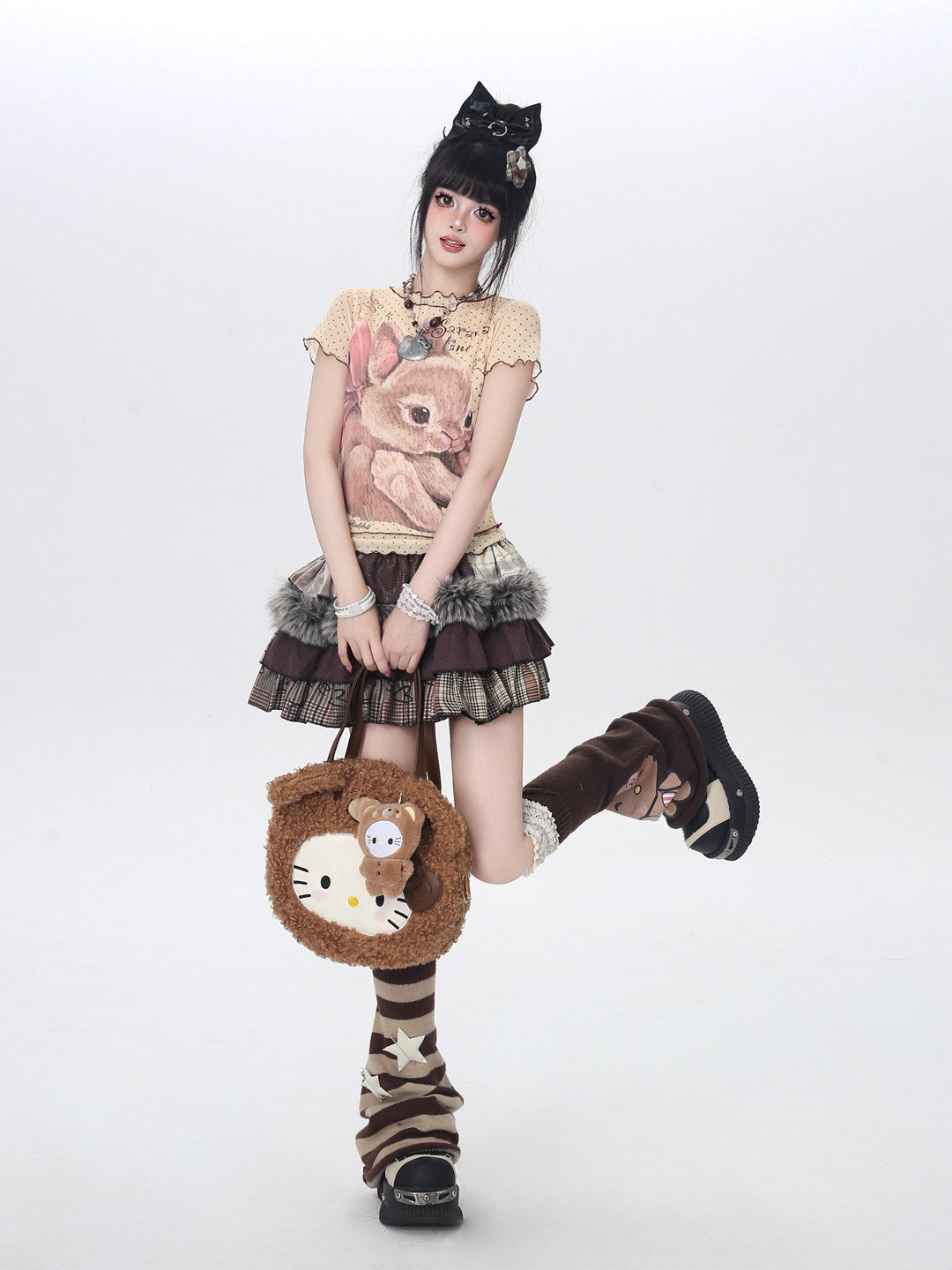 ドットレースうさぎTシャツ