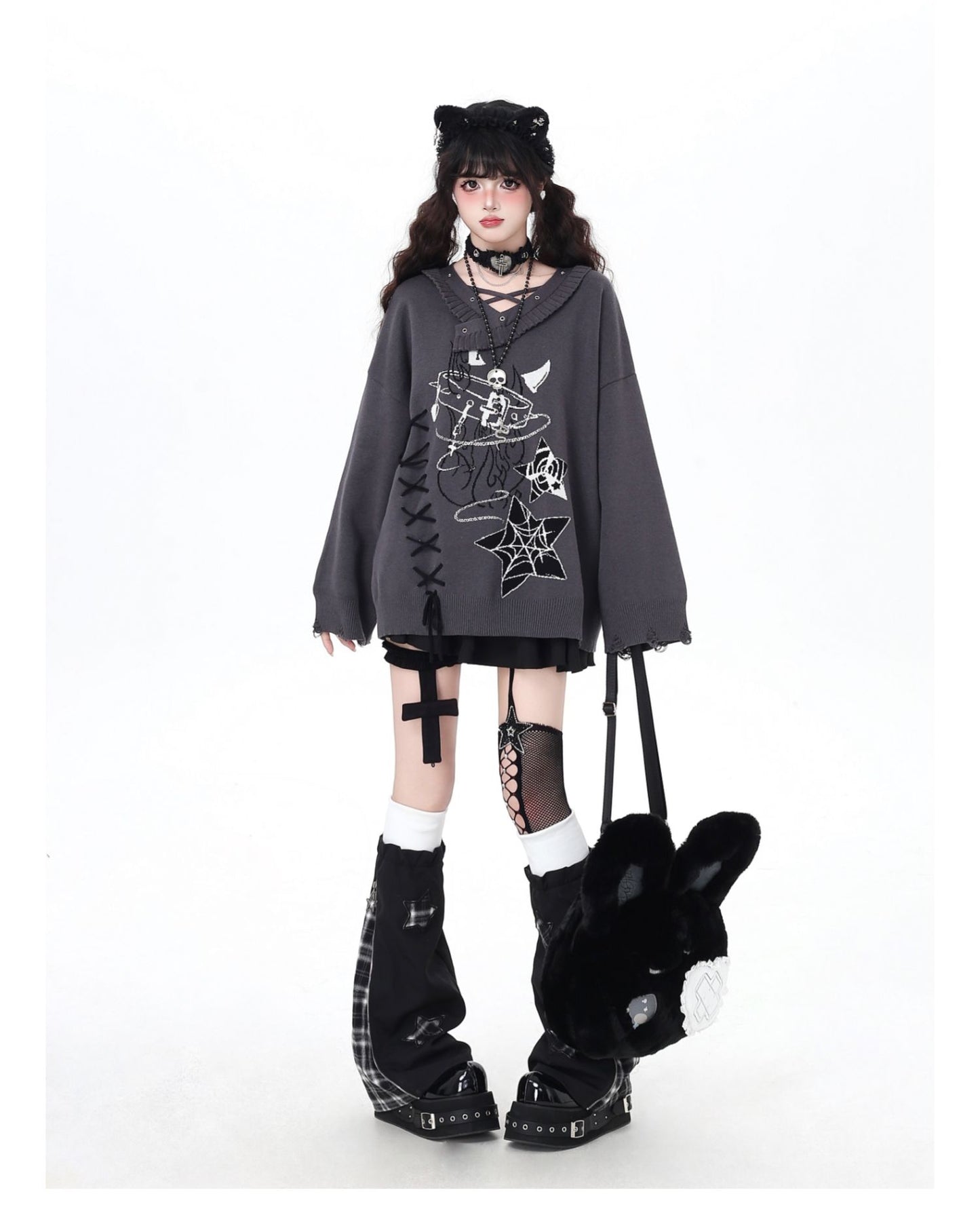 ゴシック×クロスデザイン♪ゆるめニット秋冬