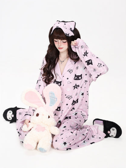 ねこ×スター総柄ルームウェアセットアップ