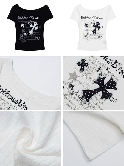 クロスデザインコンパクトTシャツ