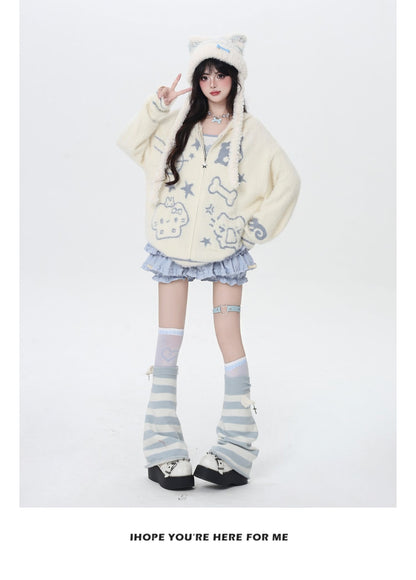 アニマル耳フーディーカーデ秋冬