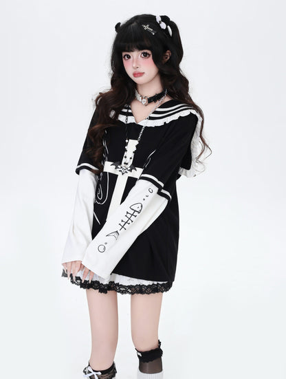 セーラーカラートップス｜地雷ガーリー・袖取り外し