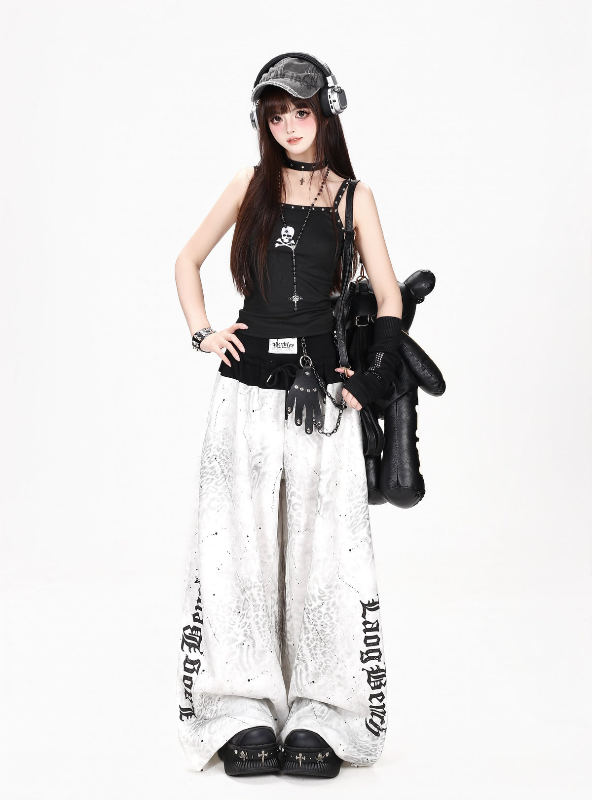 レオパード柄ヴィンテージロゴワイドスウェットパンツ